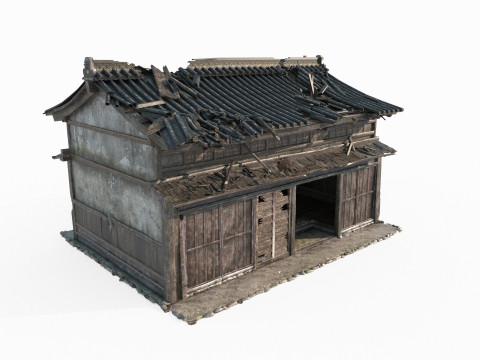 Ancient dilapidated houses in Asia 3D Model