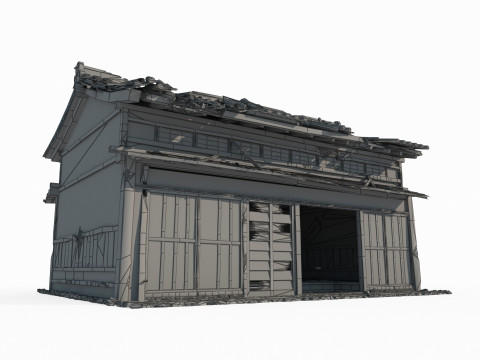Ancient dilapidated houses in Asia 3D Model