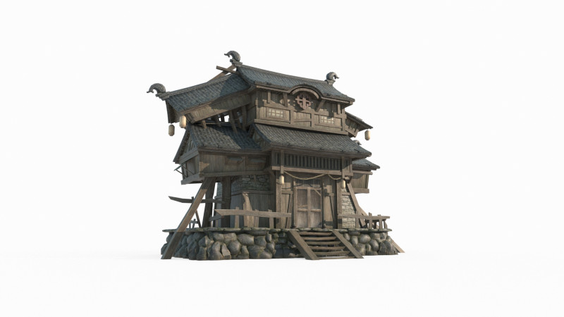Asian Ancient Architecture Store 3D 모델 .c4d .max .obj .3ds .fbx .stl .blend 