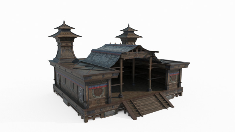 Asian Ancient Architecture Conference Hall Model 3D .c4d .max .obj .3ds .fbx .stl .blend 
