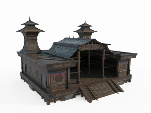 Sala konferencyjna azjatyckiej architektury starożytnej Model 3D