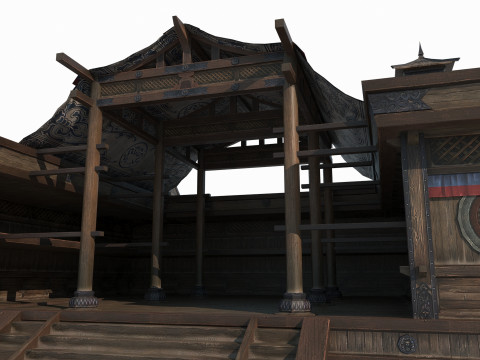 Asian Ancient Architecture Conference Hall Model 3D