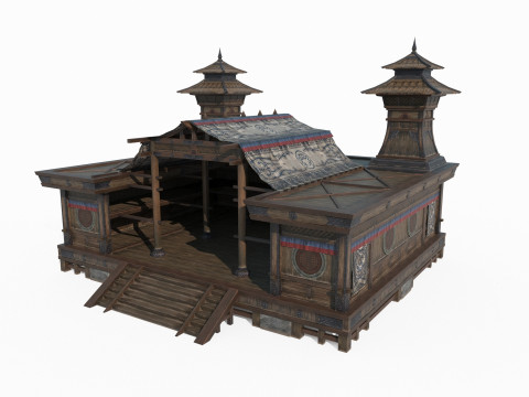 Asian Ancient Architecture Conference Hall Model 3D
