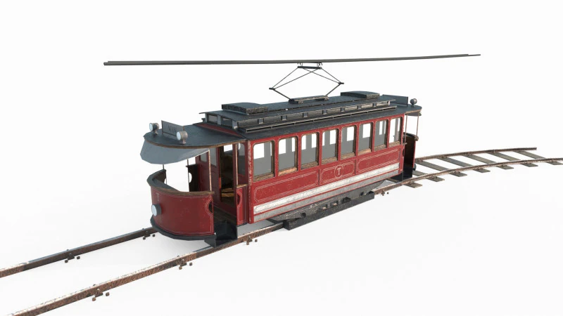 रेट्रो ले जाने वाली ट्राम 3D मॉडल .c4d .max .obj .3ds .fbx .stl .blend