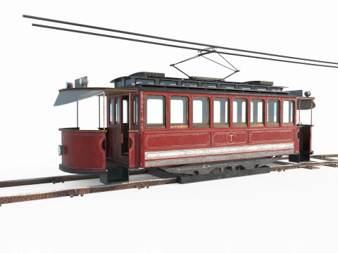 रेट्रो ले जाने वाली ट्राम 3D मॉडल