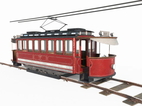 रेट्रो ले जाने वाली ट्राम 3D मॉडल
