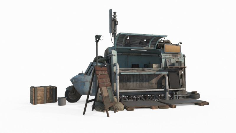 A shop renovated with tricycles 3Dモデル .c4d .max .obj .3ds .fbx .stl .blend 