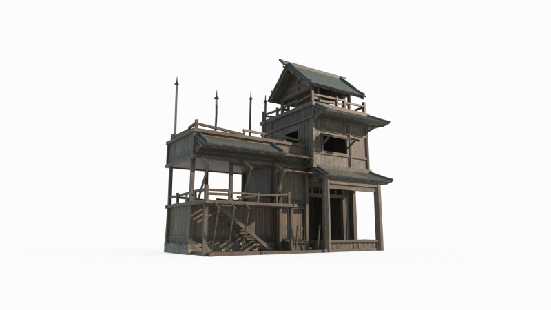 Asian Ancient Architecture Shop Workshop Modello 3D .c4d .max .obj .3ds .fbx .stl .blend 