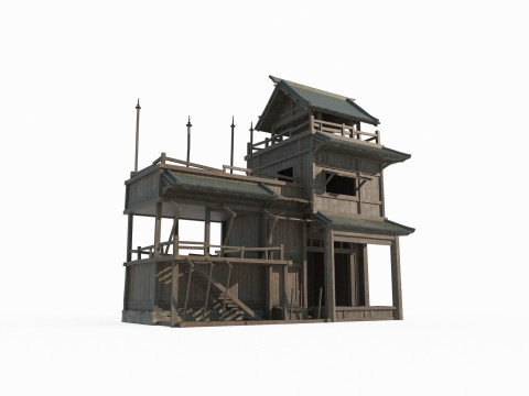 Asian Ancient Architecture Shop Workshop 3D Модель