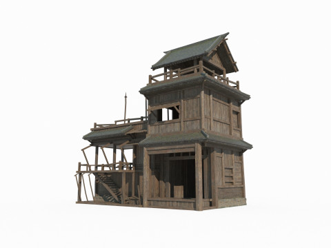 Asian Ancient Architecture Shop Workshop Modello 3D