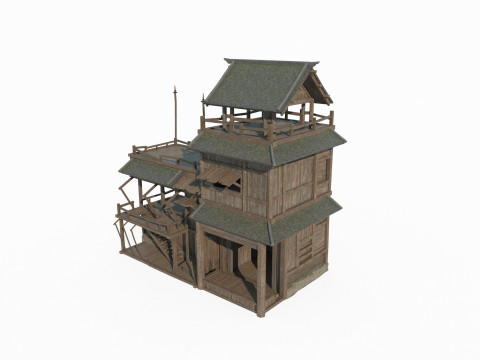 Asian Ancient Architecture Shop Workshop Modello 3D