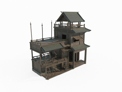 Asian Ancient Architecture Shop Workshop Modello 3D