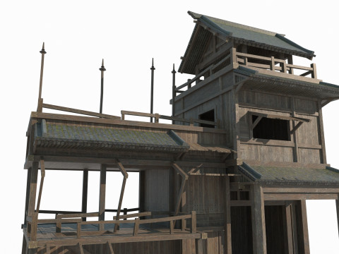 Asian Ancient Architecture Shop Workshop Modello 3D