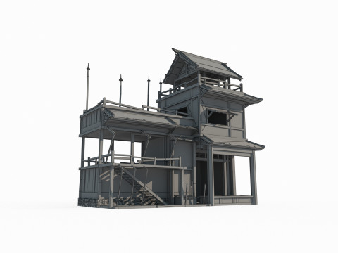 Asian Ancient Architecture Shop Workshop Modello 3D
