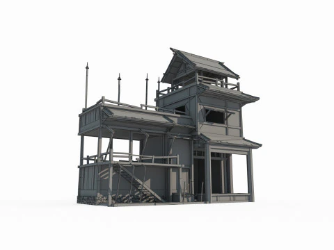 Asian Ancient Architecture Shop Workshop 3D Model