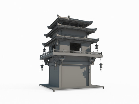 Military Attic in Ancient Asian Architecture Modello 3D