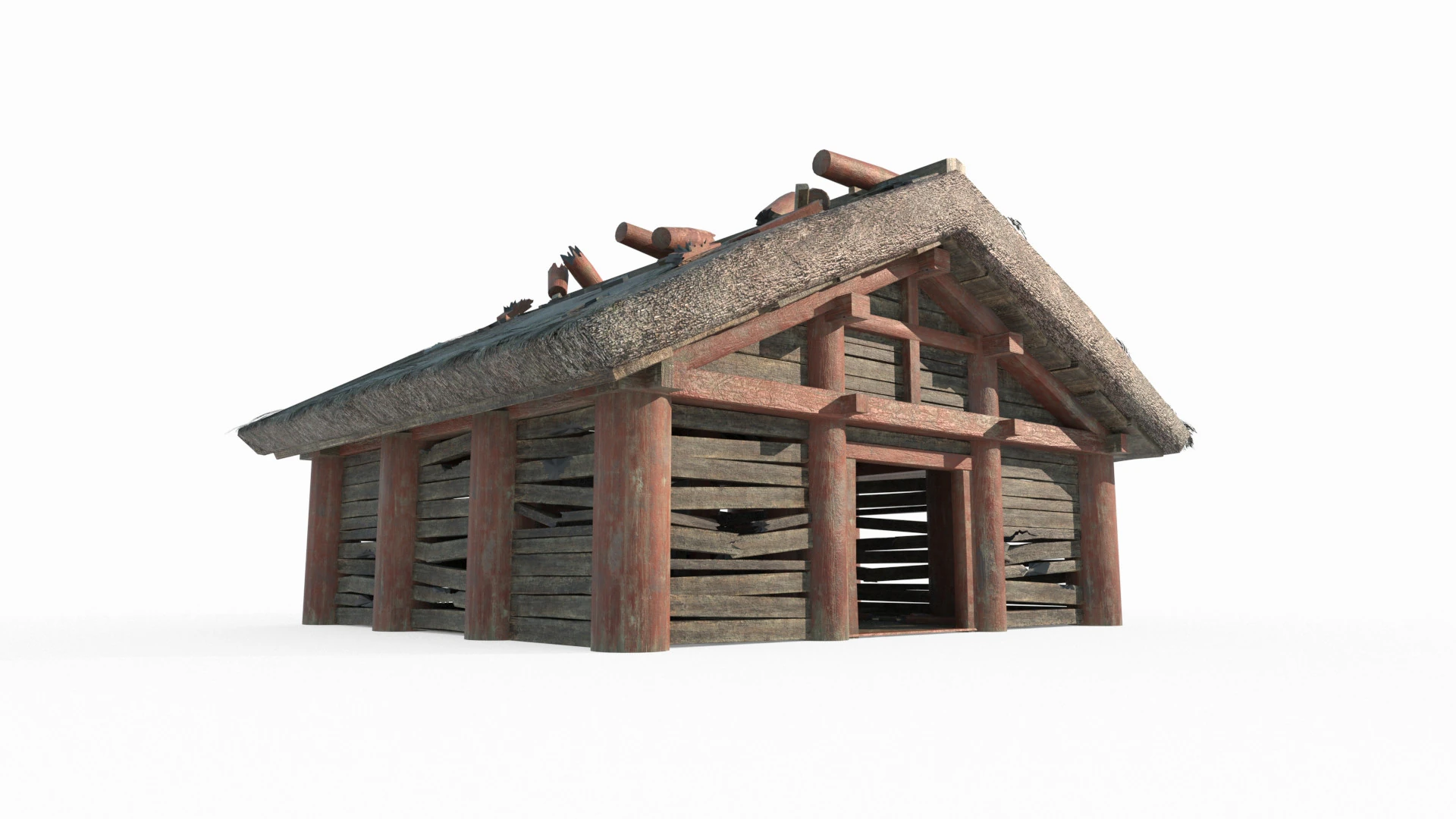 Asian ancient architecture dilapidated temple 3D Model .c4d .max .obj .3ds .fbx .stl .blend 