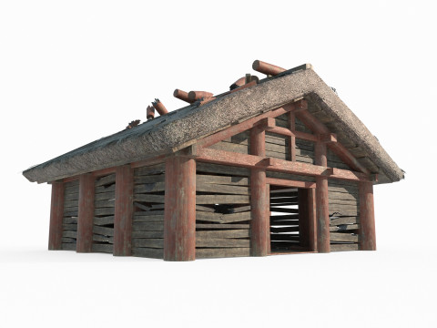 Asian ancient architecture dilapidated temple 3D Модель