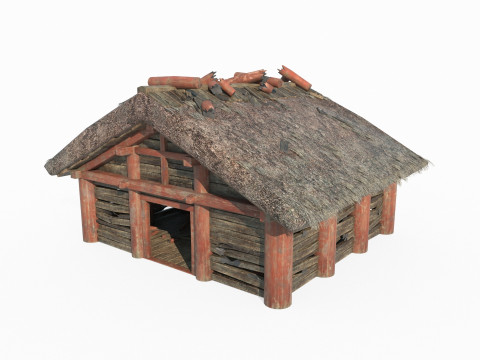 Asian ancient architecture dilapidated temple Model 3D