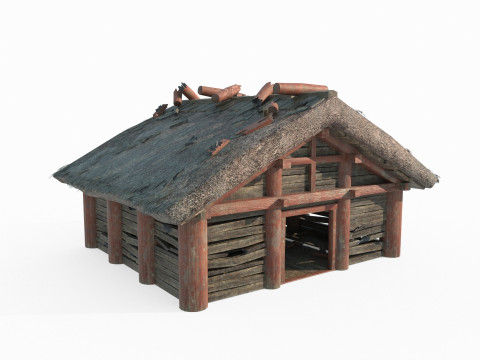 Asian ancient architecture dilapidated temple Model 3D