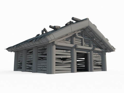 Asian ancient architecture dilapidated temple Model 3D