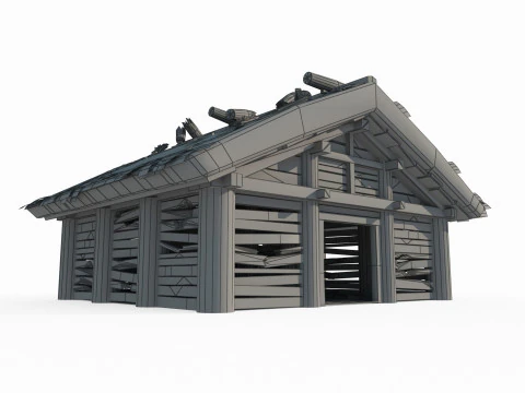 Asian ancient architecture dilapidated temple 3D Model
