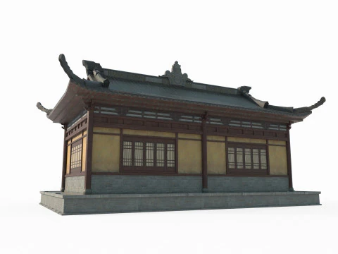 Asian Ancient Architecture Sutra Pavilion 3D Model