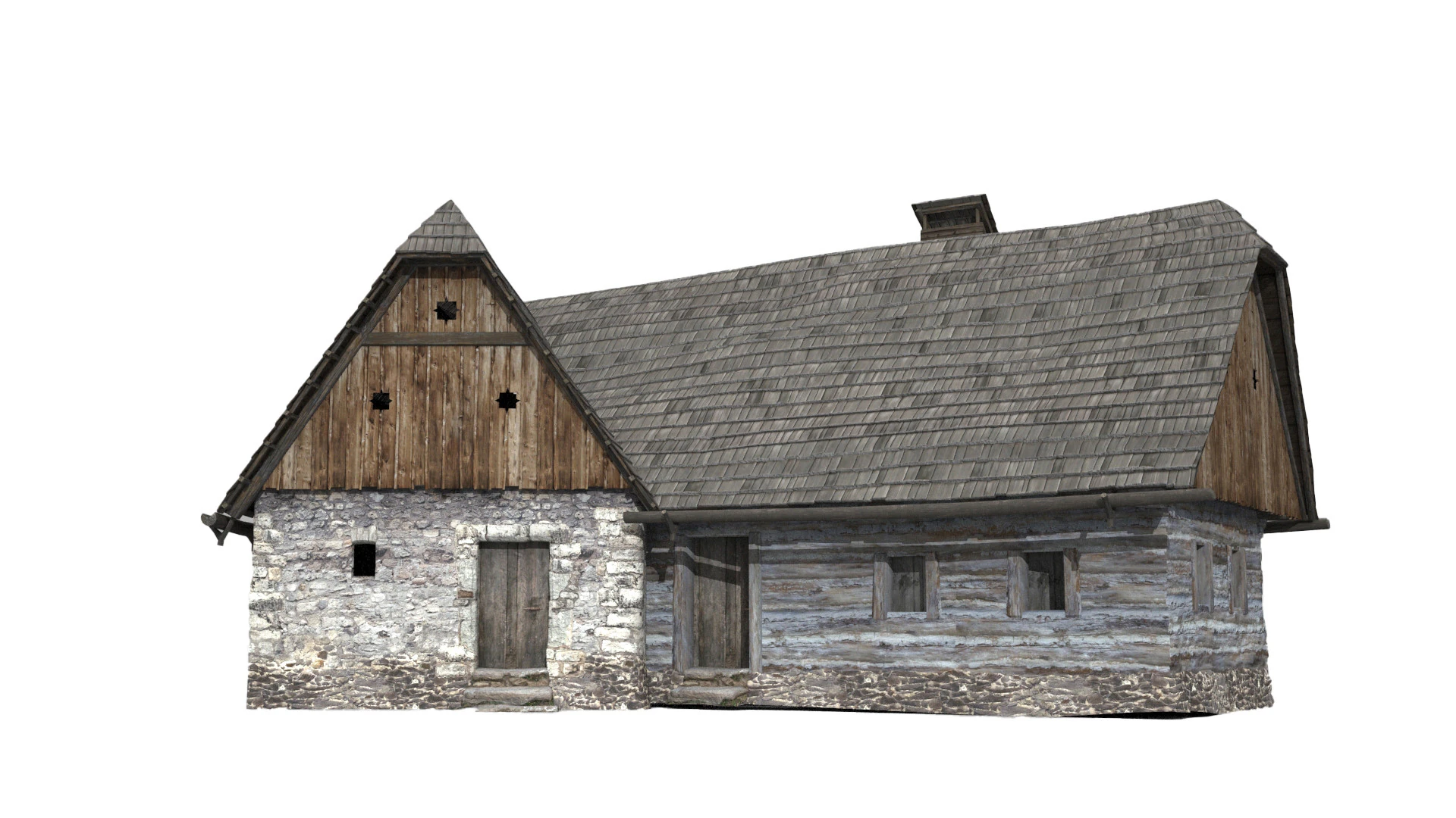 Medieval architectural houses 3D Model .c4d .max .obj .3ds .fbx .stl .blend