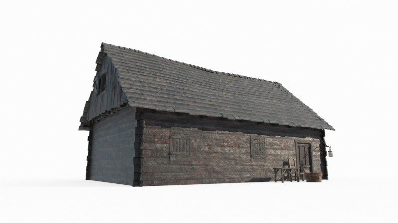 Dark wooden houses in medieval architecture 3D Model .c4d .max .obj .3ds .fbx .stl .blend 