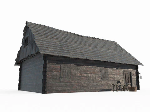 Темные деревянные дома в средневековой архитектуре 3D Модель