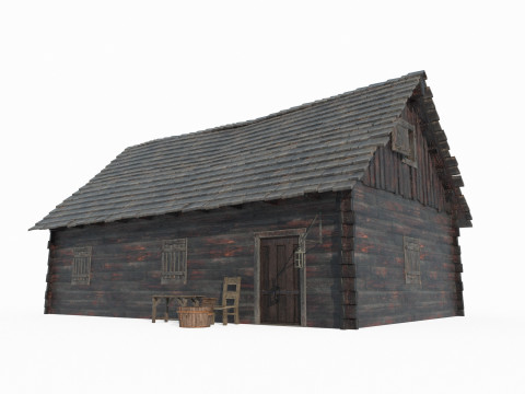 Dark wooden houses in medieval architecture 3D Model