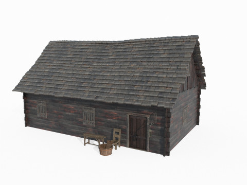 Dark wooden houses in medieval architecture 3D Model