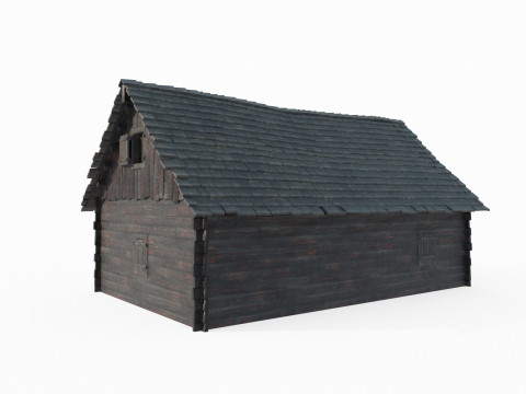 Dark wooden houses in medieval architecture 3D Model