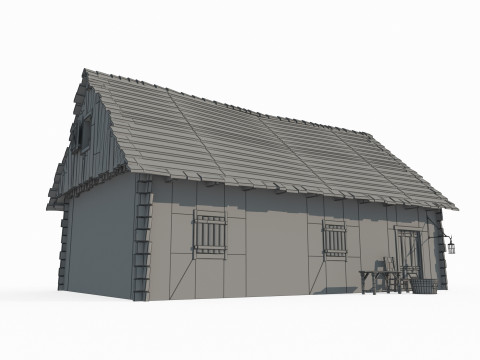 Dark wooden houses in medieval architecture 3D Model