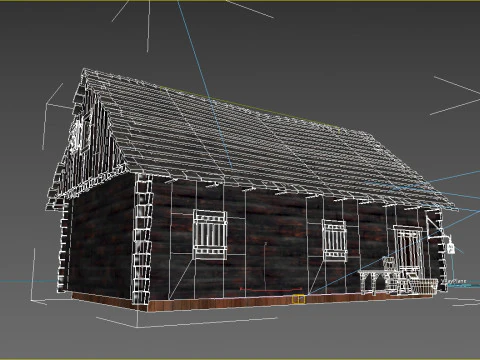 Темні дерев'яні будинки в середньовічній архітектурі 3D Модель