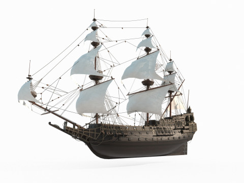 Ancient large sailboats 3D 모델