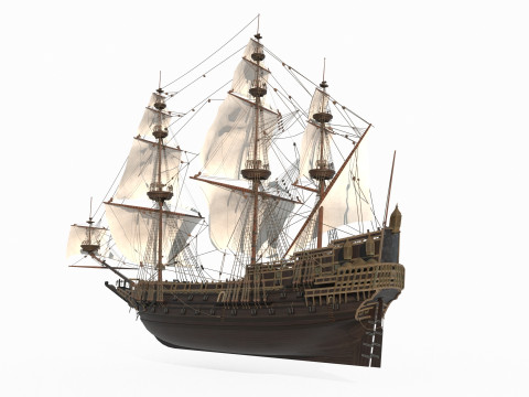 Ancient large sailboats 3D Model