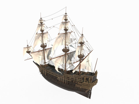 Ancient large sailboats 3D Model