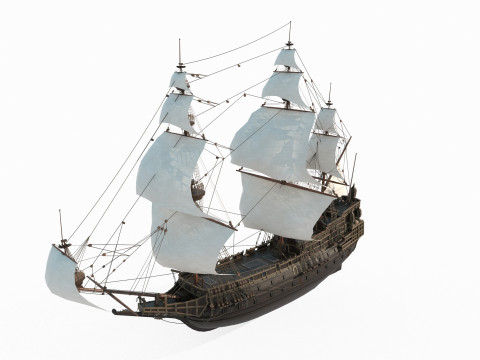 Ancient large sailboats 3D Model