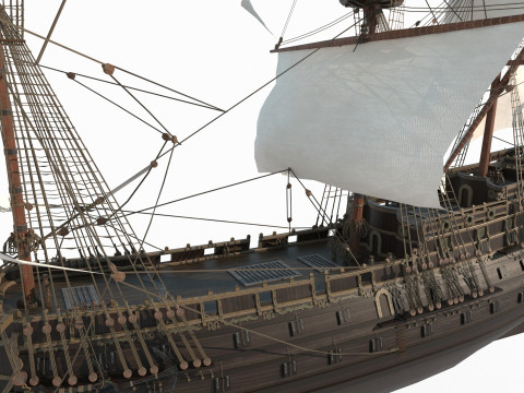 Ancient large sailboats 3D Model