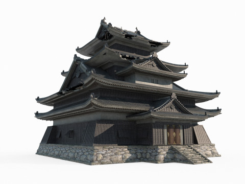 The dilapidated imperial city of ancient Asian architecture 3D 모델