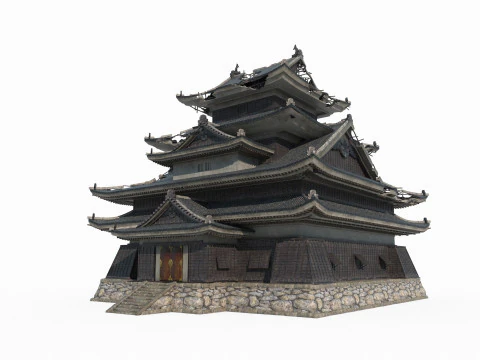 The dilapidated imperial city of ancient Asian architecture 3D Model