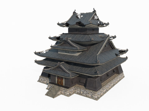 The dilapidated imperial city of ancient Asian architecture Modelo 3D