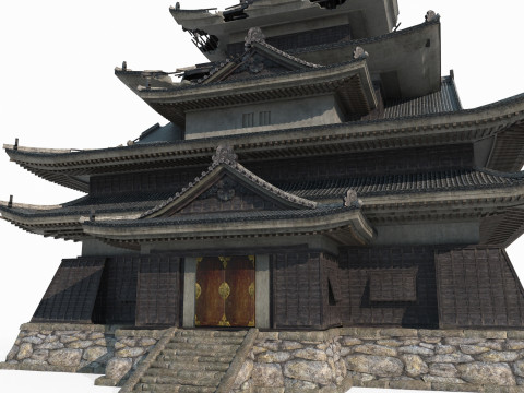 The dilapidated imperial city of ancient Asian architecture Modelo 3D