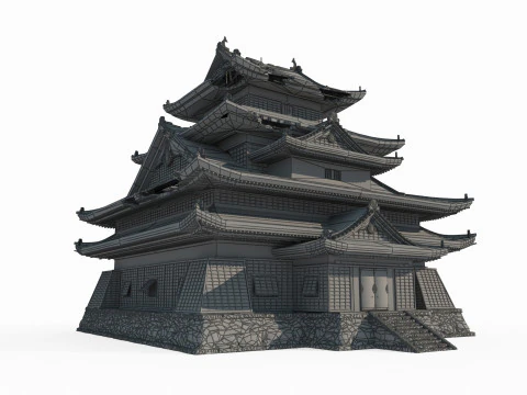 The dilapidated imperial city of ancient Asian architecture 3D Model