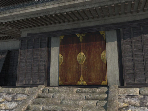 The dilapidated imperial city of ancient Asian architecture 3D Model