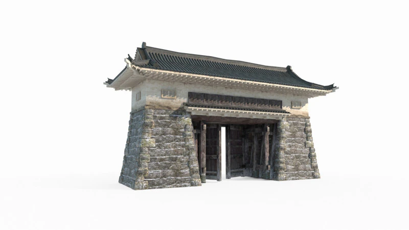 प्राचीन एशियाई वास्तुकला का द्वार स्तर 3D मॉडल .c4d .max .obj .3ds .fbx .stl .blend