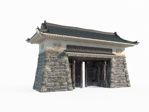 Gate level of ancient Asian architecture Modelo 3D