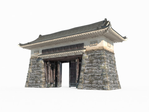 Gate level of ancient Asian architecture 3D Model