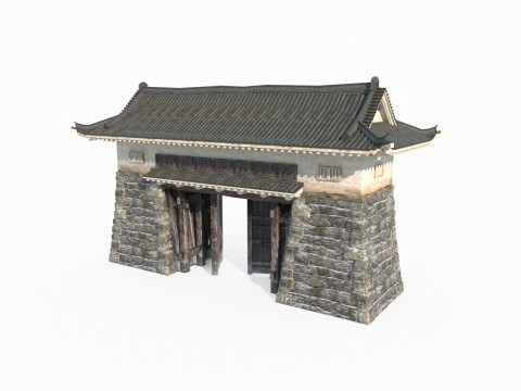 Gate level of ancient Asian architecture 3D Model